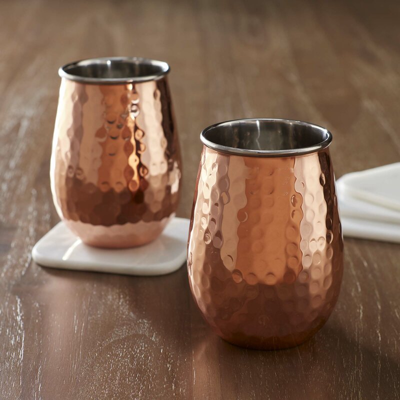 Hammered Copper Oz Stemless Wine Glass Reviews Joss Main